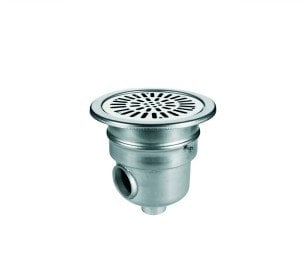 Paslanmaz çelik yuvarlak dip süzgeci 2'' yandan ve 1 1/2'' alttan bağlantı (içten dişli)