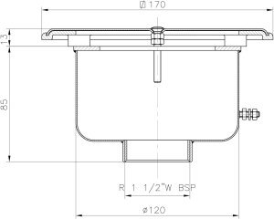AISI 316 Paslanmaz Çelik Kare Dip emiş 2” yandan bağlantılı