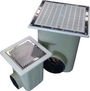 NORM Fiberglas dip emiş - 512 mm x 512 mm Bağlantı: Ø 110 mm ABS Plastik ızgaralı