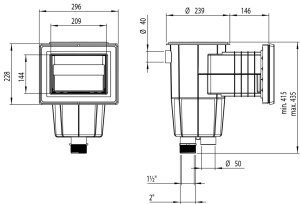 Standart kare kapaklı Liner skimmer, Beyaz