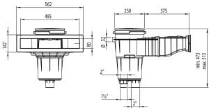 Norm ince ağızlı liner skimmer Yükseltmeli, Açık gri