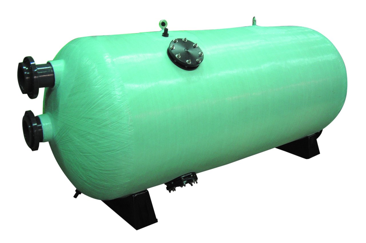 Yatay Bobin Sargı Kum Filtresi Ø1050 mm Uzunluk 3000mm  Filtrasyon hızı 20m3/h/m2  Çıkış Ø110 mm  Debi 56m3/h