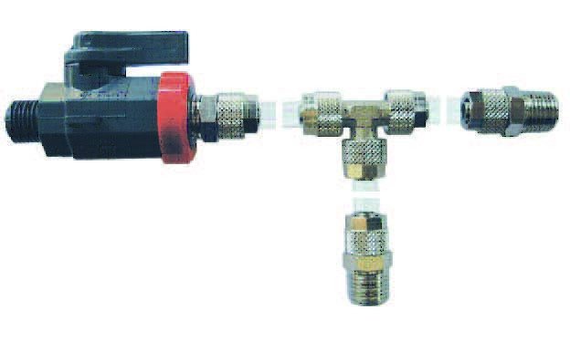 1 adet Besgo vana için kompresör bağlantı kiti 1/4'' 1 vana, 2 fittings, 10m PE 6/4mm hortum