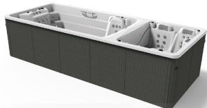 SWIMSPA DUAL Koyu gri kaplama + Paslanmaz jet + Lumiplus + Örtü