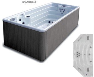SWIMSPA MEDITERRANEA Koyu gri kaplama + Paslanmaz jet + Lumiplus + Örtü