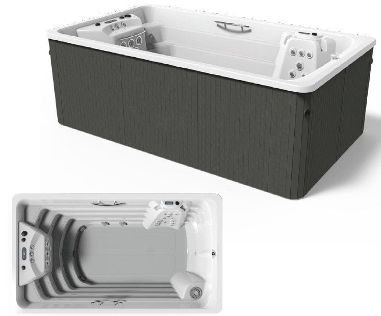 SWIMSPA COMPACT Koyu gri kaplama + Paslanmaz jet + Lumiplus + Örtü