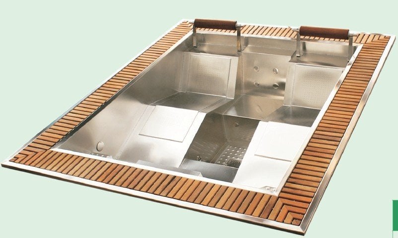 MERCURIO paslanmaz çelik dikdörtgen SPA + Lamba