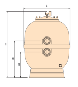 LISBOA Polyester ve Fiberglas Kum Filtresi Ø 650 mm  1 ½'' yandan bağlantılı